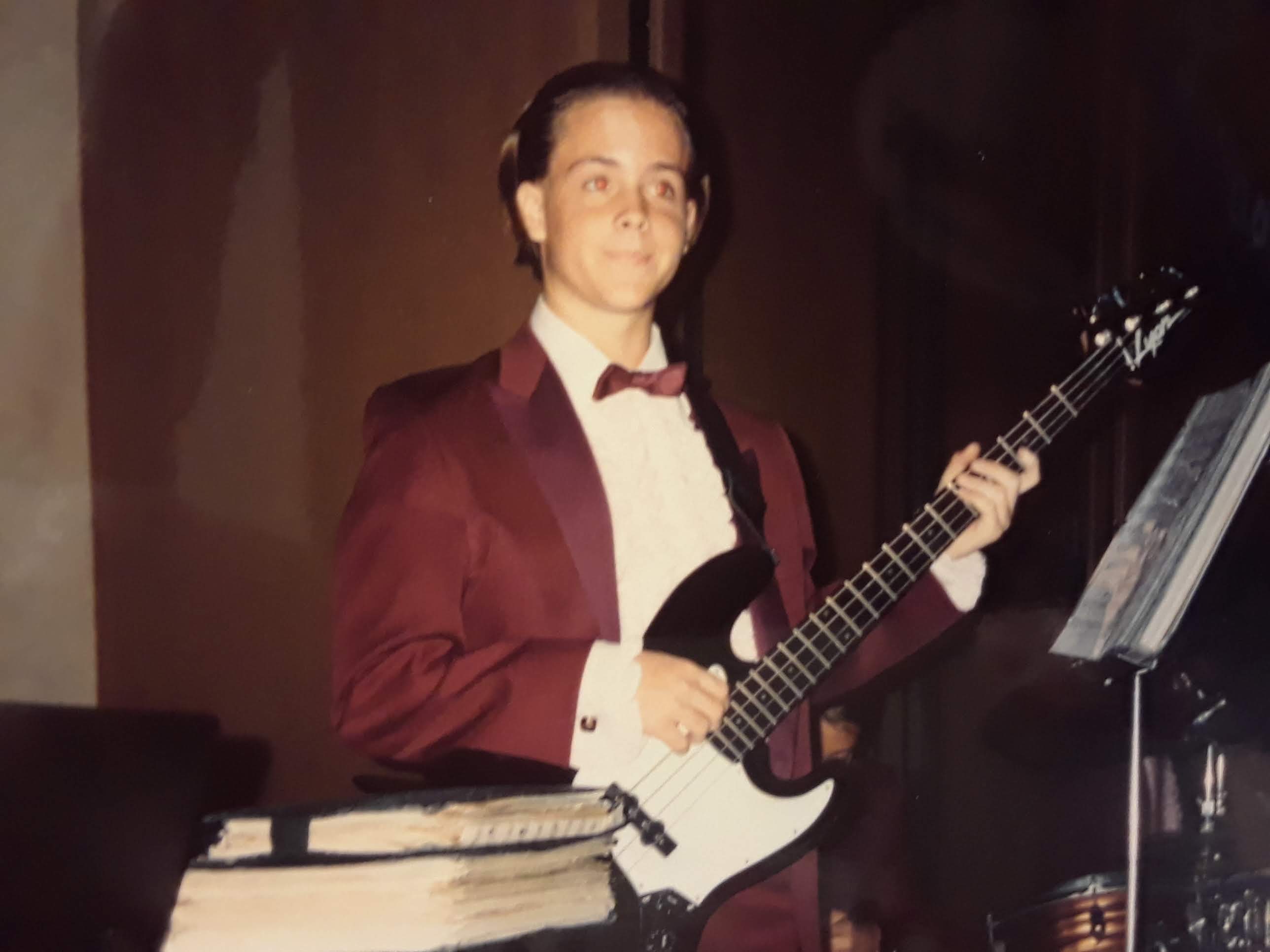 Teenage Bob DeBoo with his first electric bass